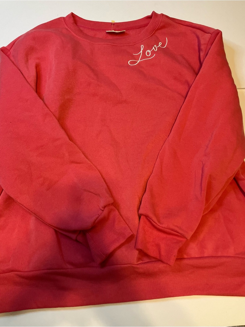 Bobbie Brooks Pink 'Love' Crewneck Sweatshirt - Large
